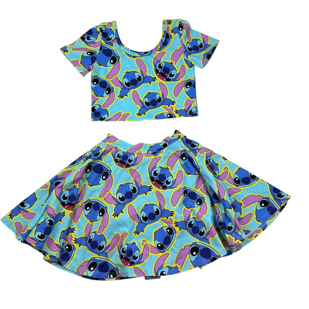 Wild Rich Kids WRK GirlsDisney Stitch Skirt & Top Set, Size 11/12